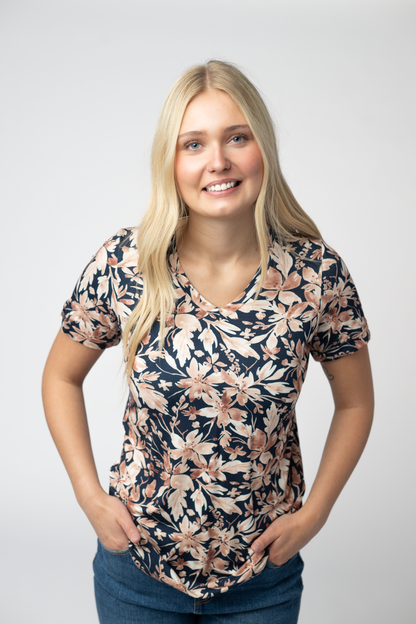 Michelle Mae Sophie Top - Navy Autumn Petals
