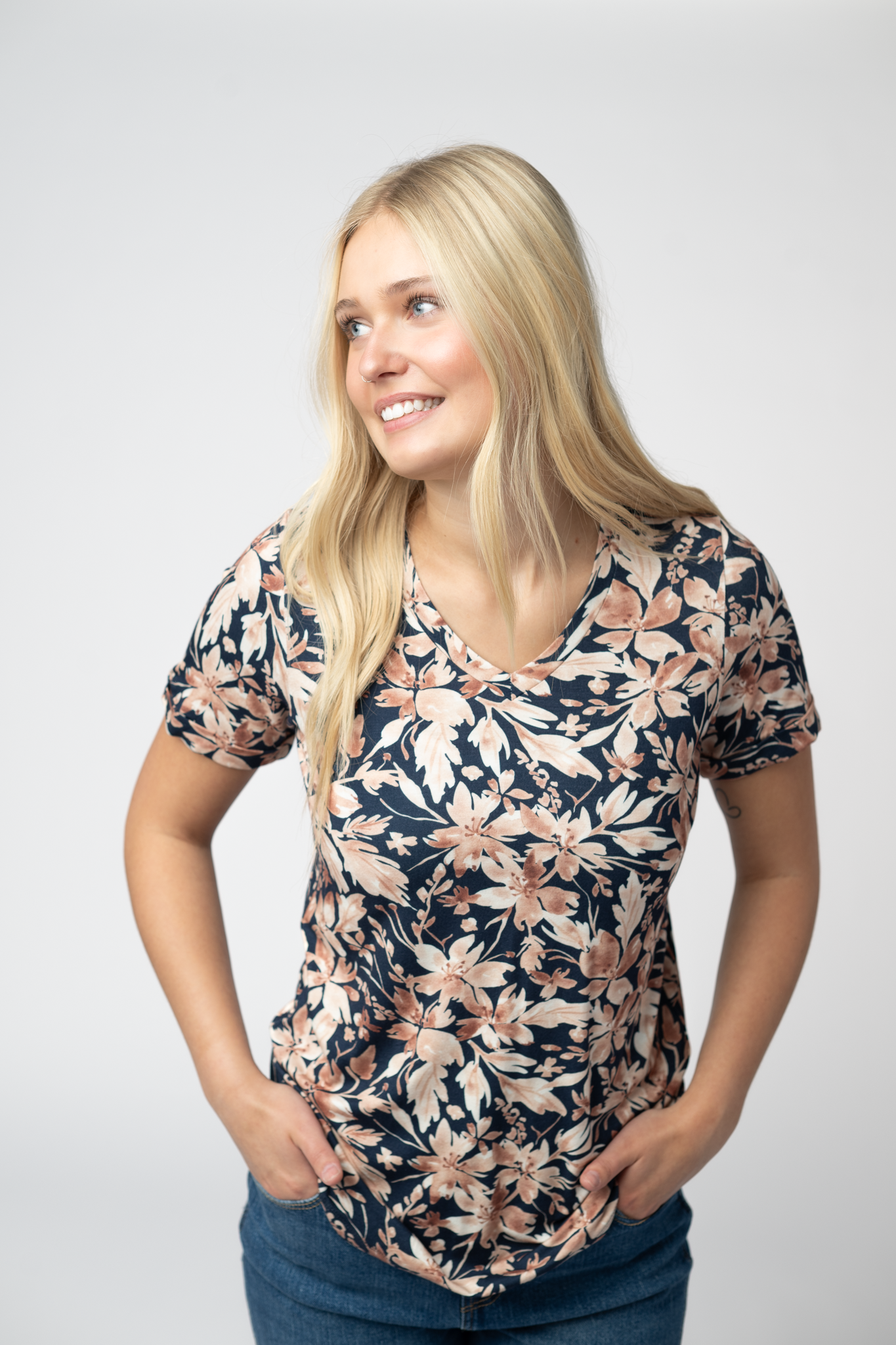 Michelle Mae Sophie Top - Navy Autumn Petals