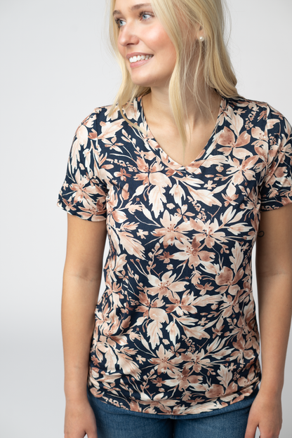 Michelle Mae Sophie Top - Navy Autumn Petals