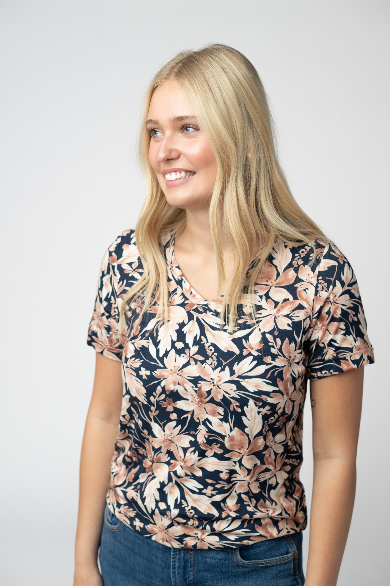 Michelle Mae Sophie Top - Navy Autumn Petals
