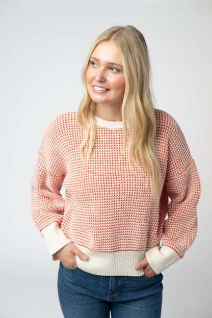 PREORDER Michelle Mae Charlotte Sweater - Orange and Ivory