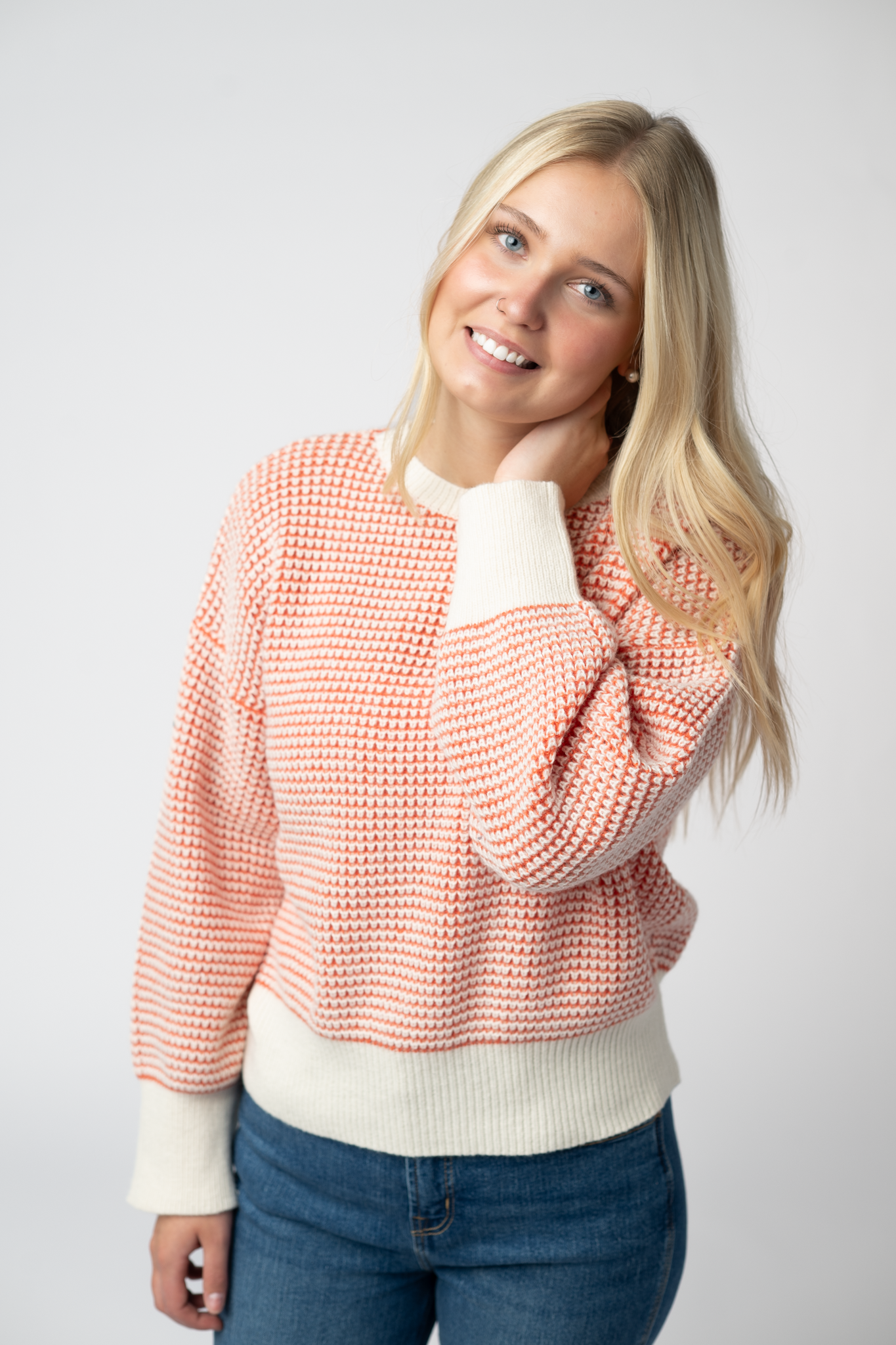 PREORDER Michelle Mae Charlotte Sweater - Orange and Ivory