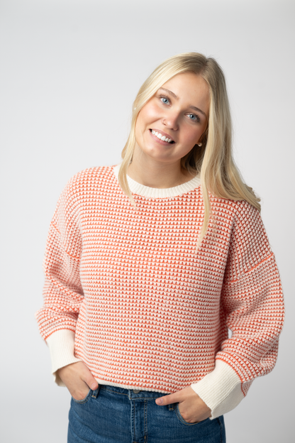 PREORDER Michelle Mae Charlotte Sweater - Orange and Ivory
