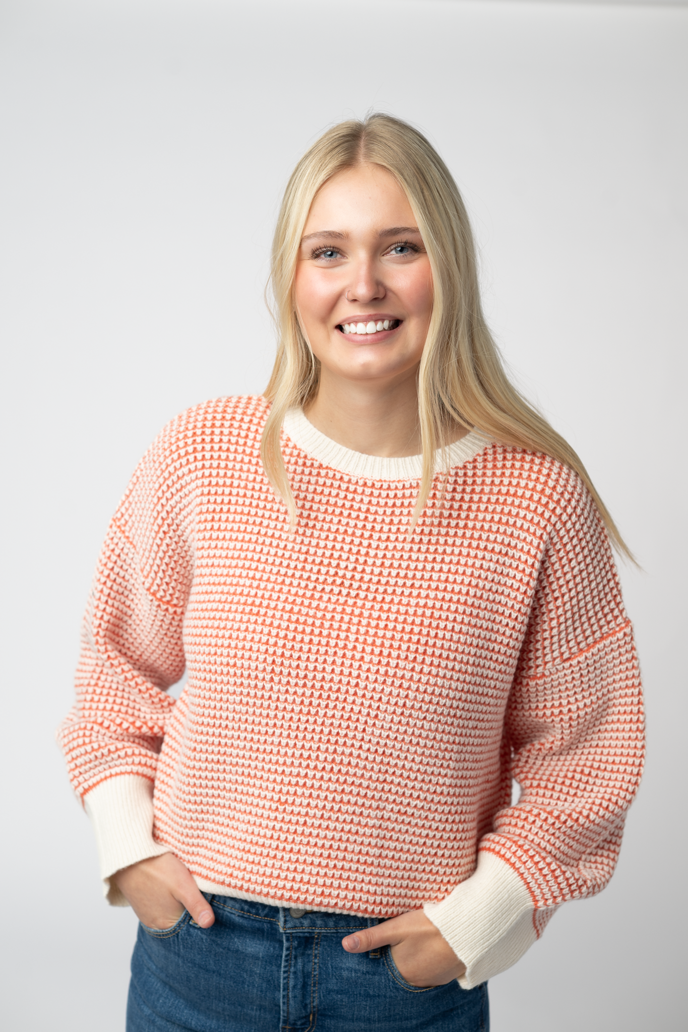 PREORDER Michelle Mae Charlotte Sweater - Orange and Ivory