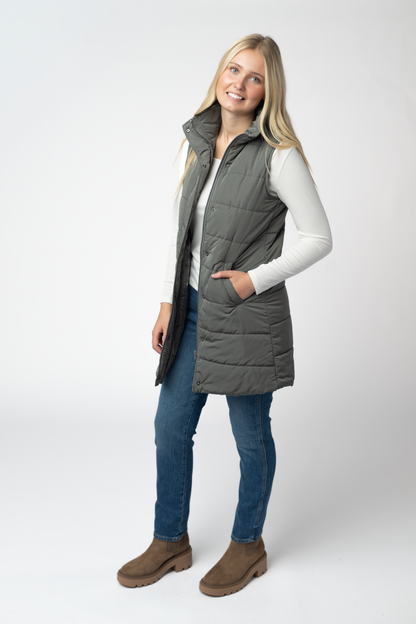 Michelle Mae Harlow Long Vest - Grey
