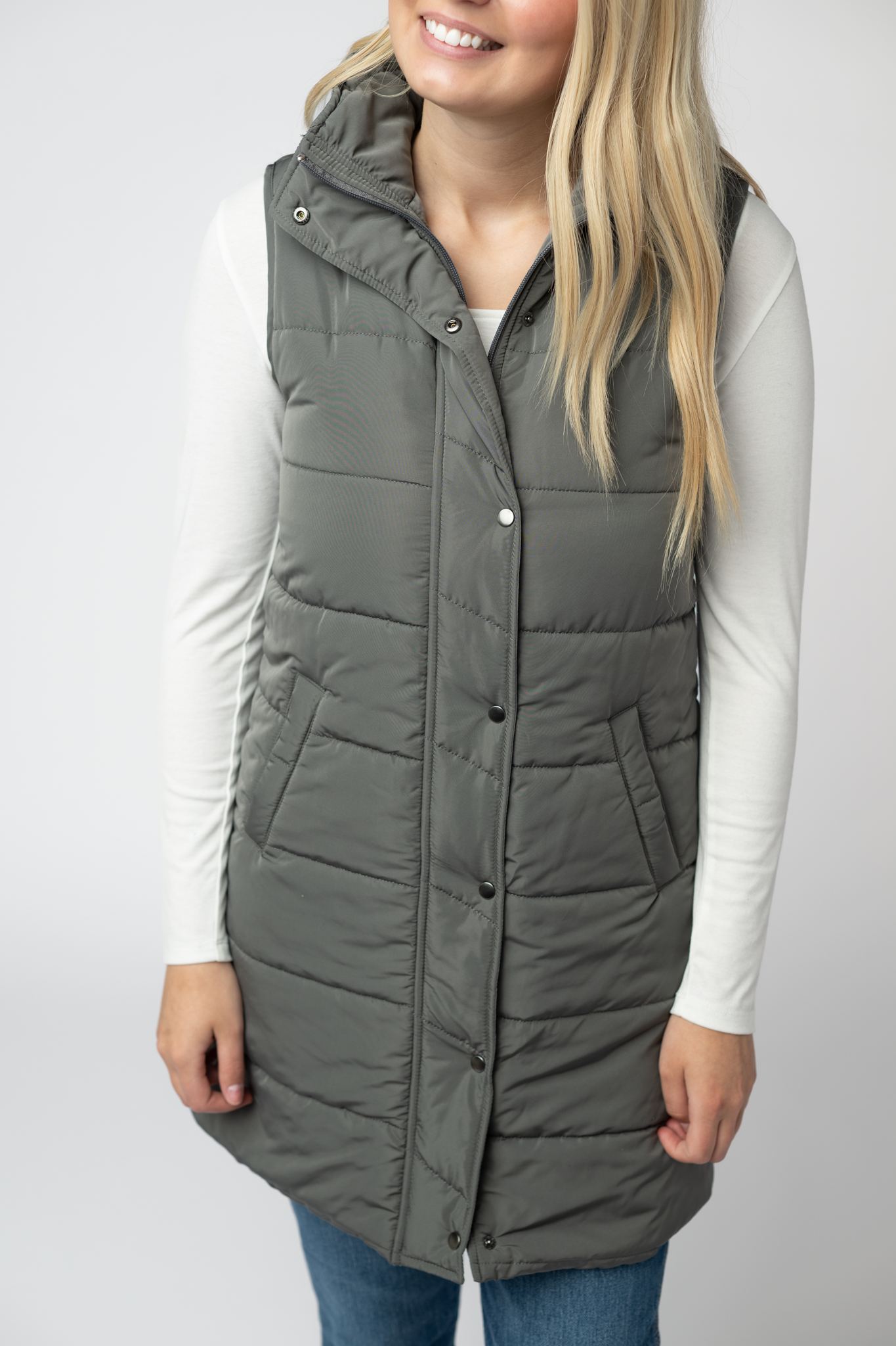 Michelle Mae Harlow Long Vest - Grey