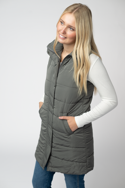 Michelle Mae Harlow Long Vest - Grey