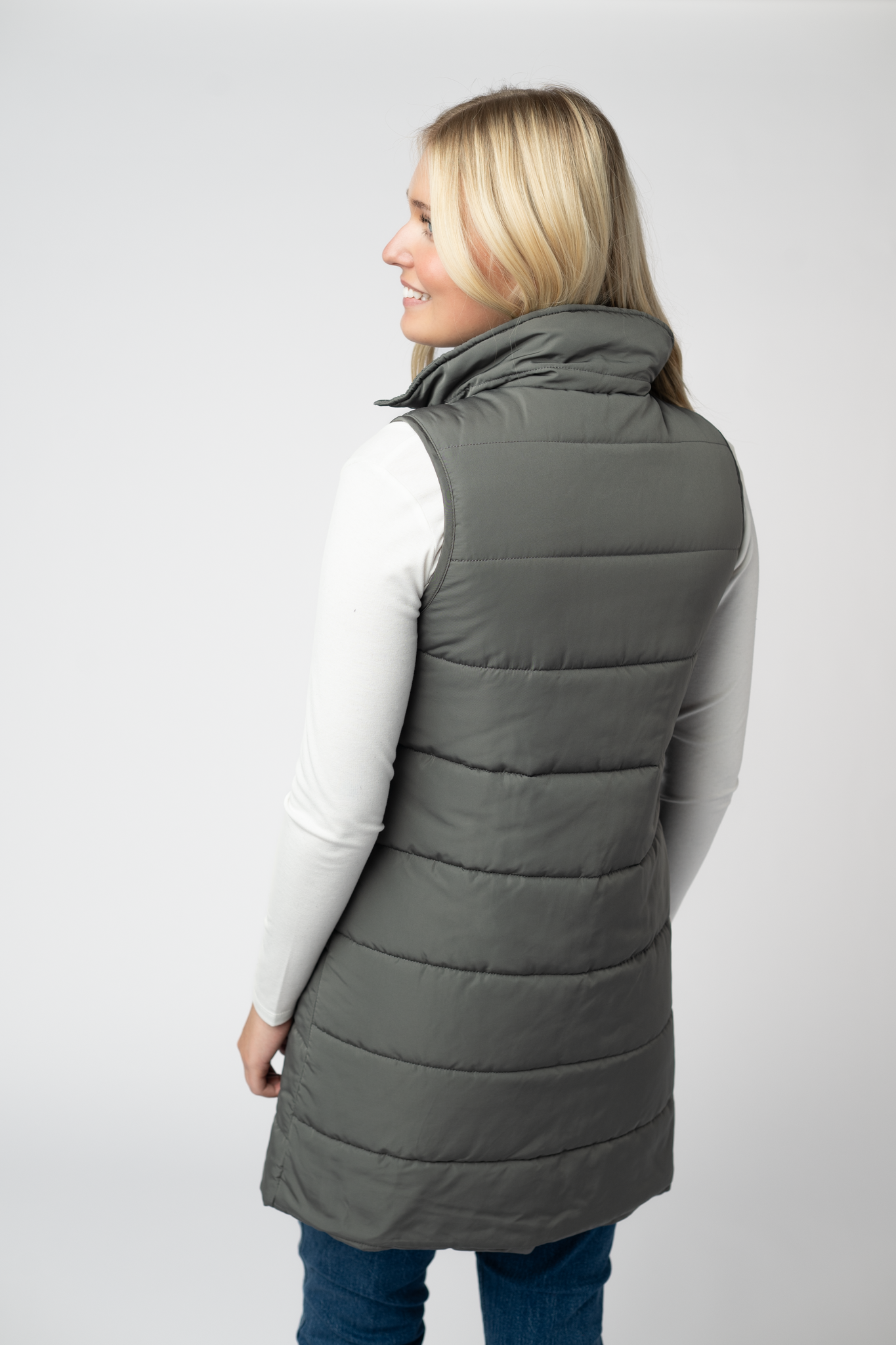 Michelle Mae Harlow Long Vest - Grey