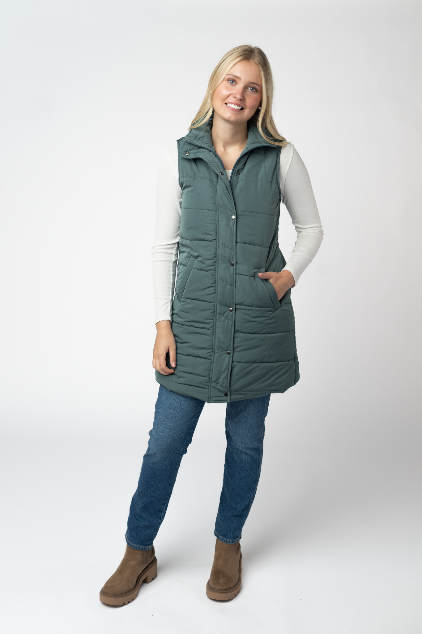 Michelle Mae Harlow Long Vest - Teal