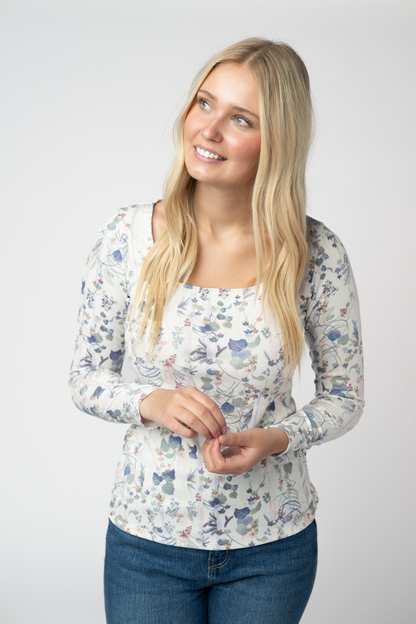 Michelle Mae Alyssa Long Sleeve Top - Olive Meadow