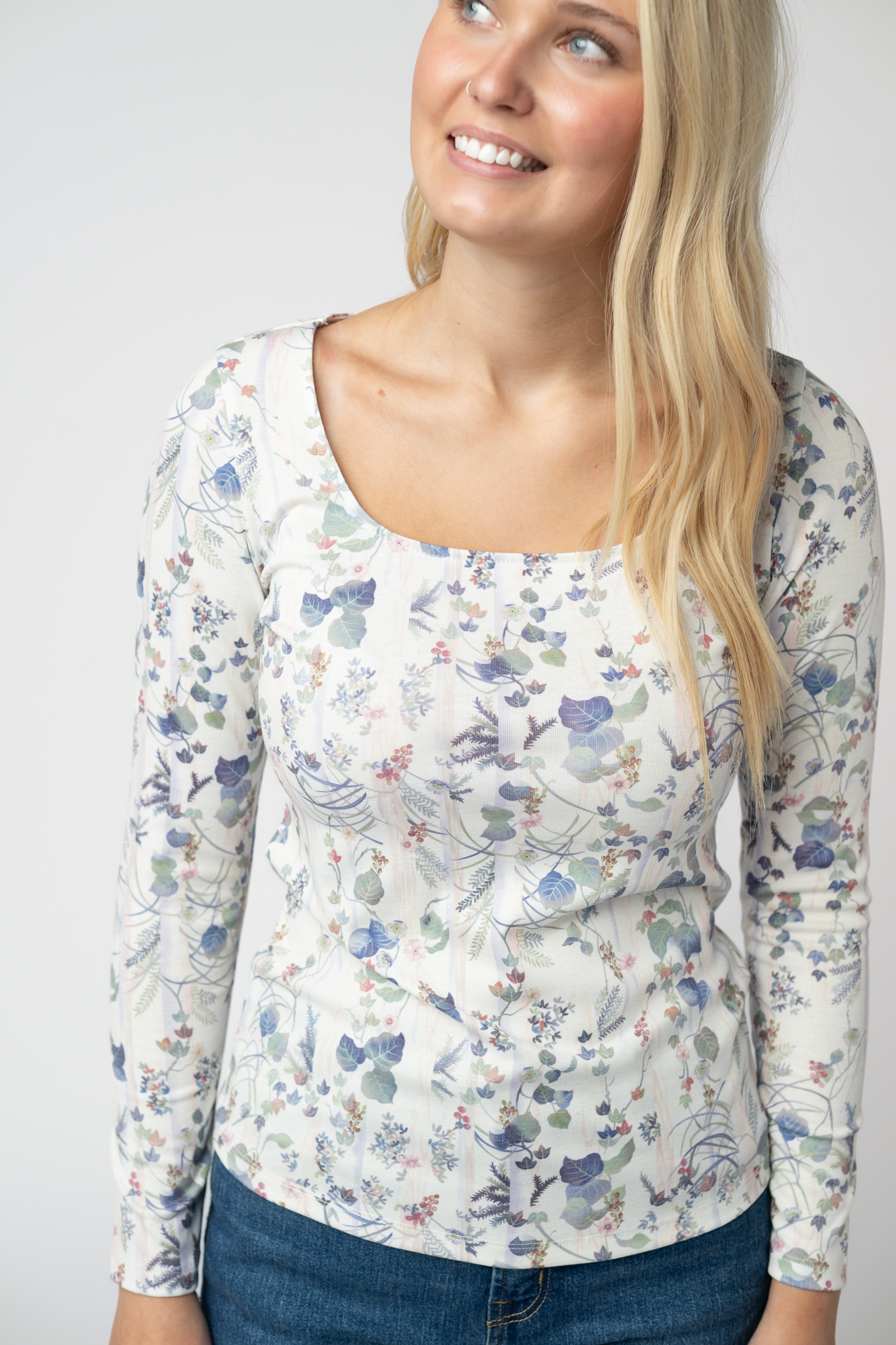 Michelle Mae Alyssa Long Sleeve Top - Olive Meadow
