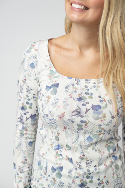 Michelle Mae Alyssa Long Sleeve Top - Olive Meadow