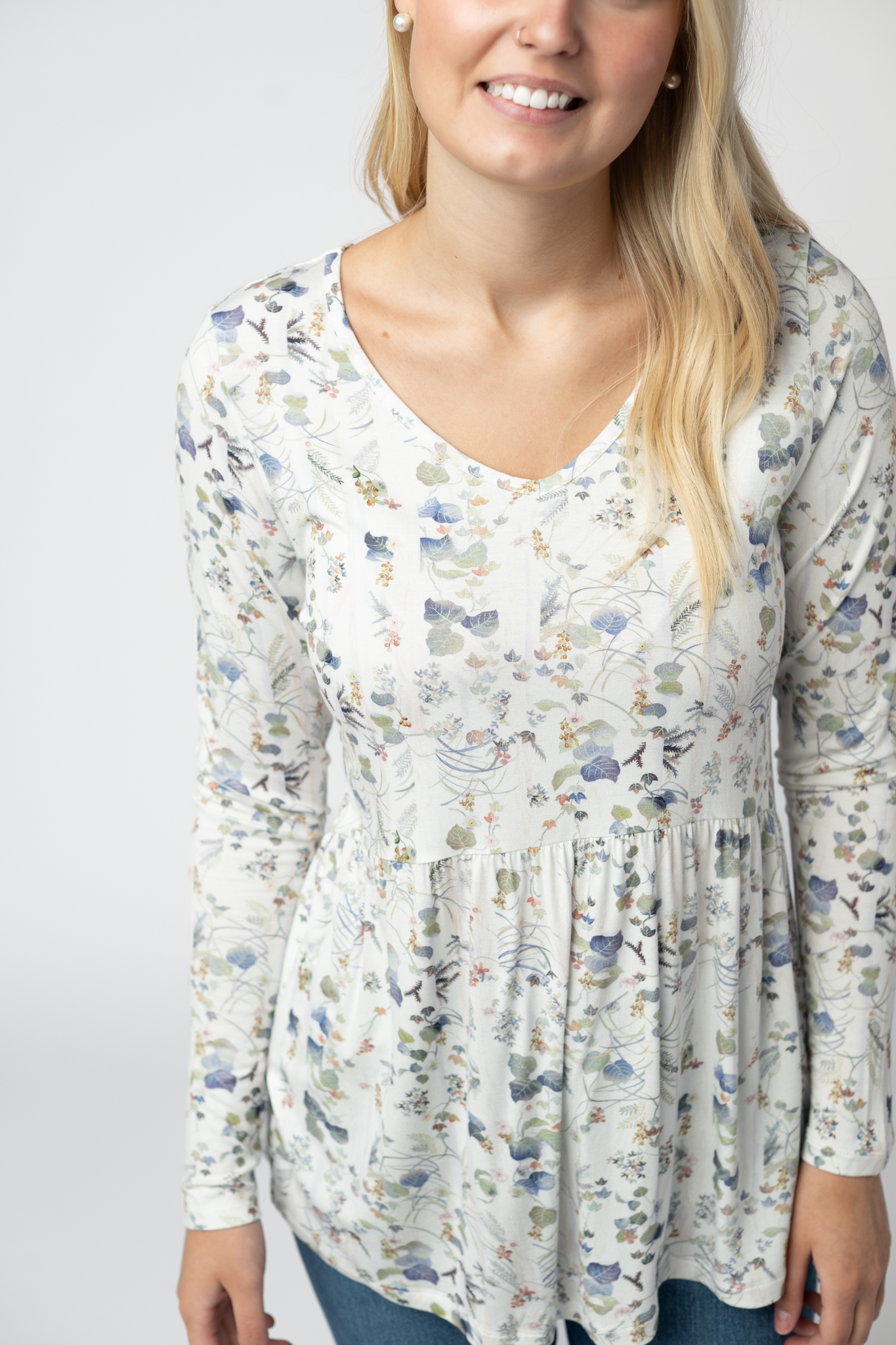 Michelle Mae Long Sleeve Sarah Ruffle Top - Olive Meadow