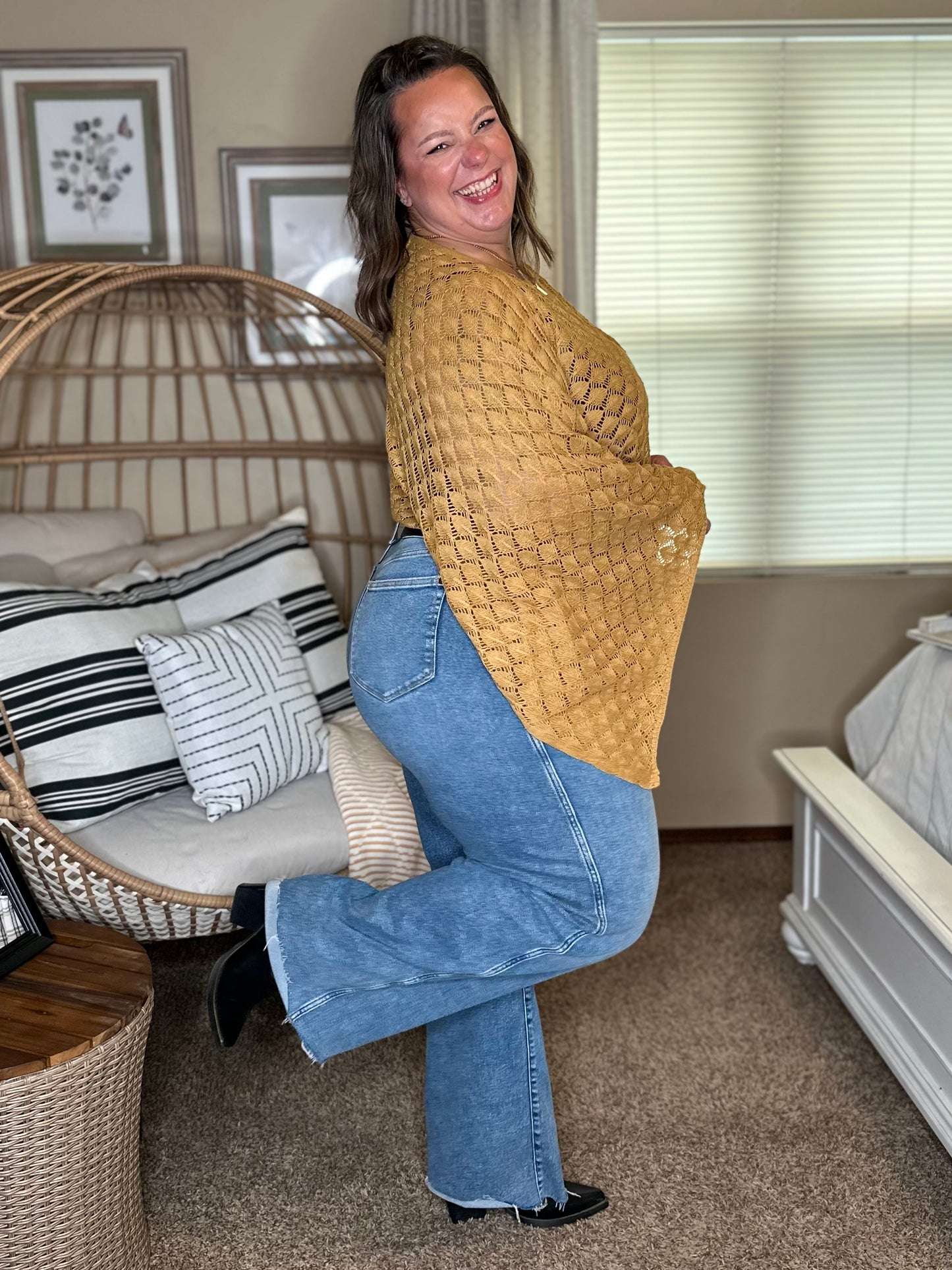 FALL COLORS FREE SPIRIT BELL SLEEVE TOP