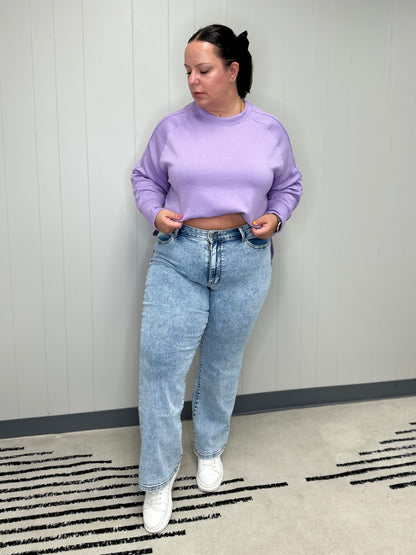 It's The Little Things Relaxed Scuba Pullover in Lavender