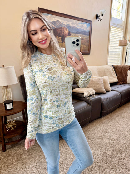 Michelle Mae Blair Long Sleeve Top - Spring Meadows