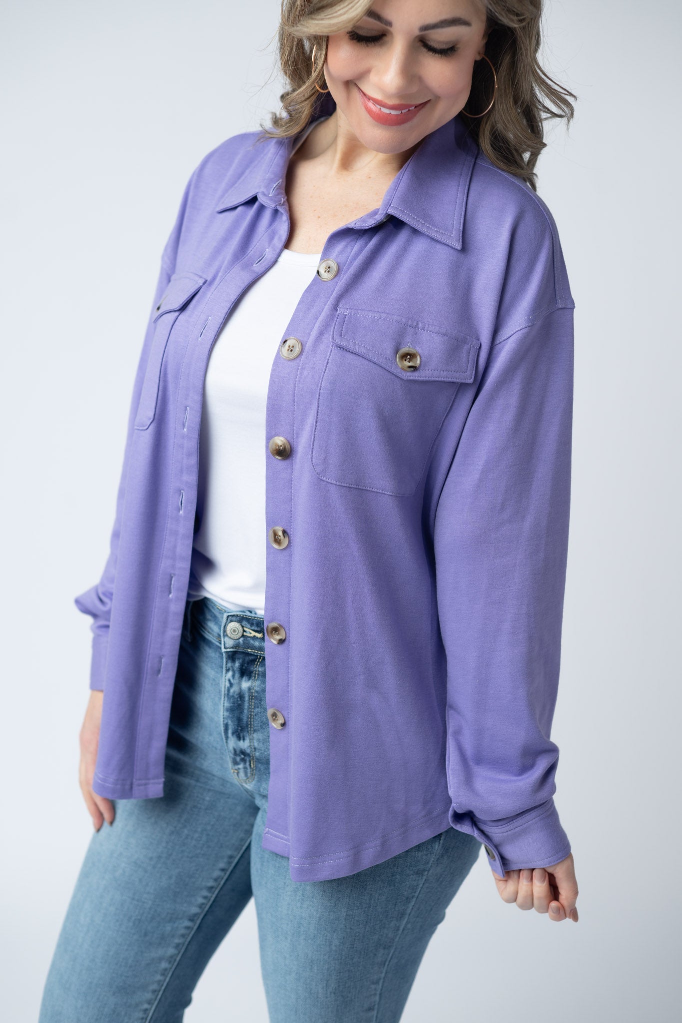 Michelle Mae Brenna Button Down Top - Purple