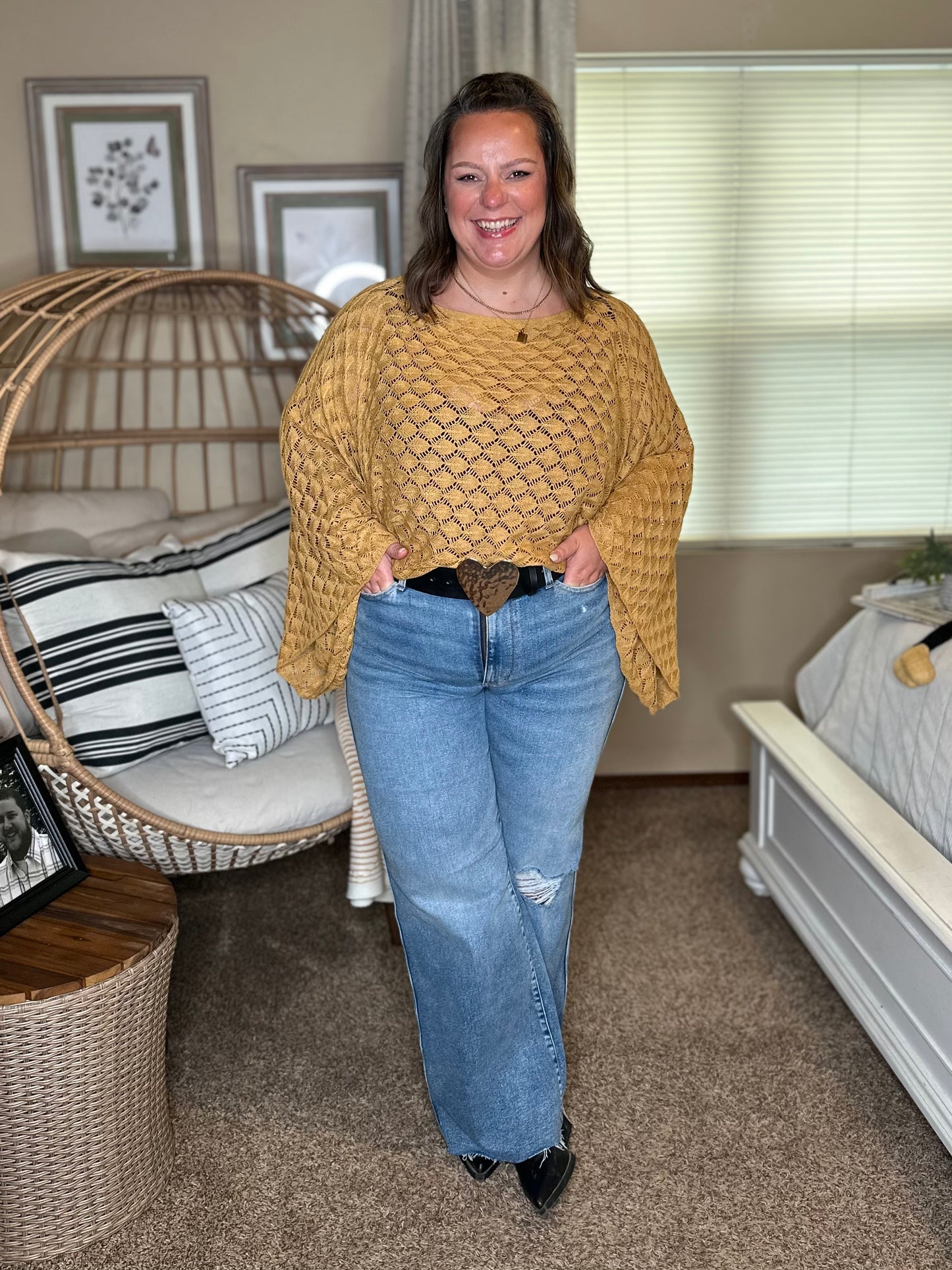 FALL COLORS FREE SPIRIT BELL SLEEVE TOP