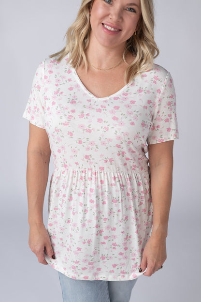 Michelle Mae Sarah Ruffle Short Sleeve - Pretty in Pink Floral