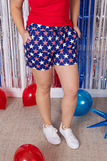Michelle Mae Jamie Shorts - Navy Stars and Stripes