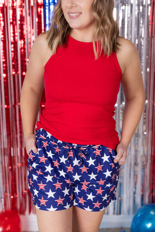 Michelle Mae Jamie Shorts - Navy Stars and Stripes