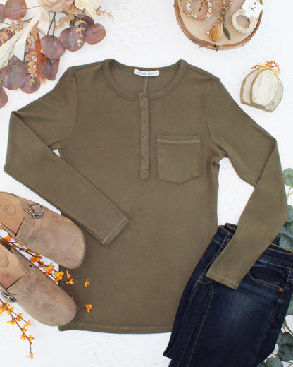 Michelle Mae Georgia Long Sleeve Top - Olive