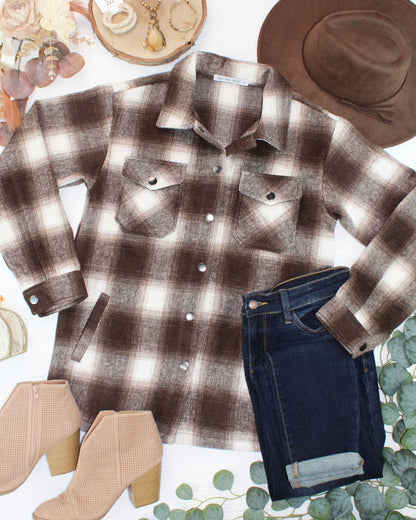 Michelle Mae  Norah Shacket - Brown Plaid