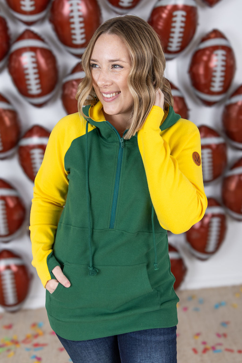 Michelle Mae GameDay Halfzip Hoodie - Green Bay