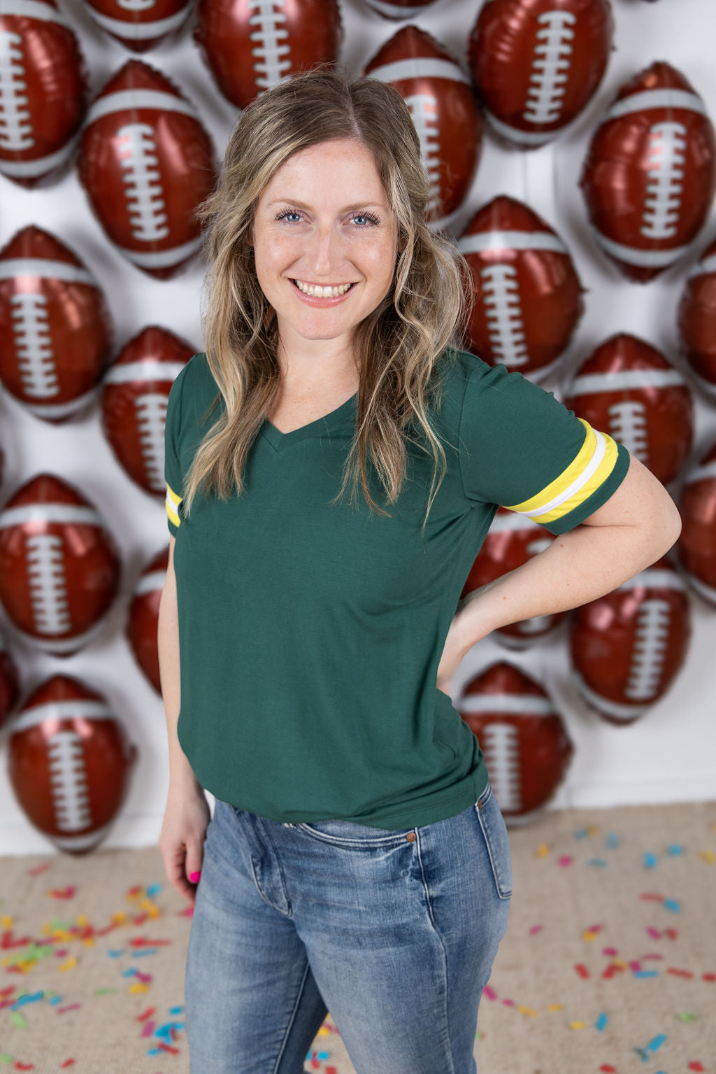 Michelle Mae GameDay Tessa Short Sleeve Top - Green Bay