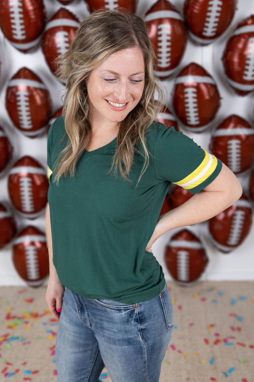 Michelle Mae GameDay Tessa Short Sleeve Top - Green Bay