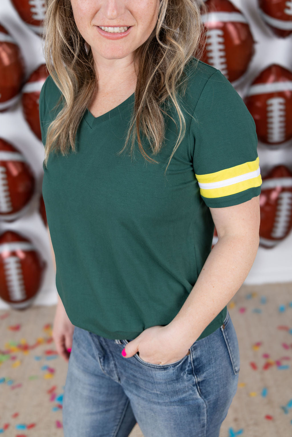 Michelle Mae GameDay Tessa Short Sleeve Top - Green Bay