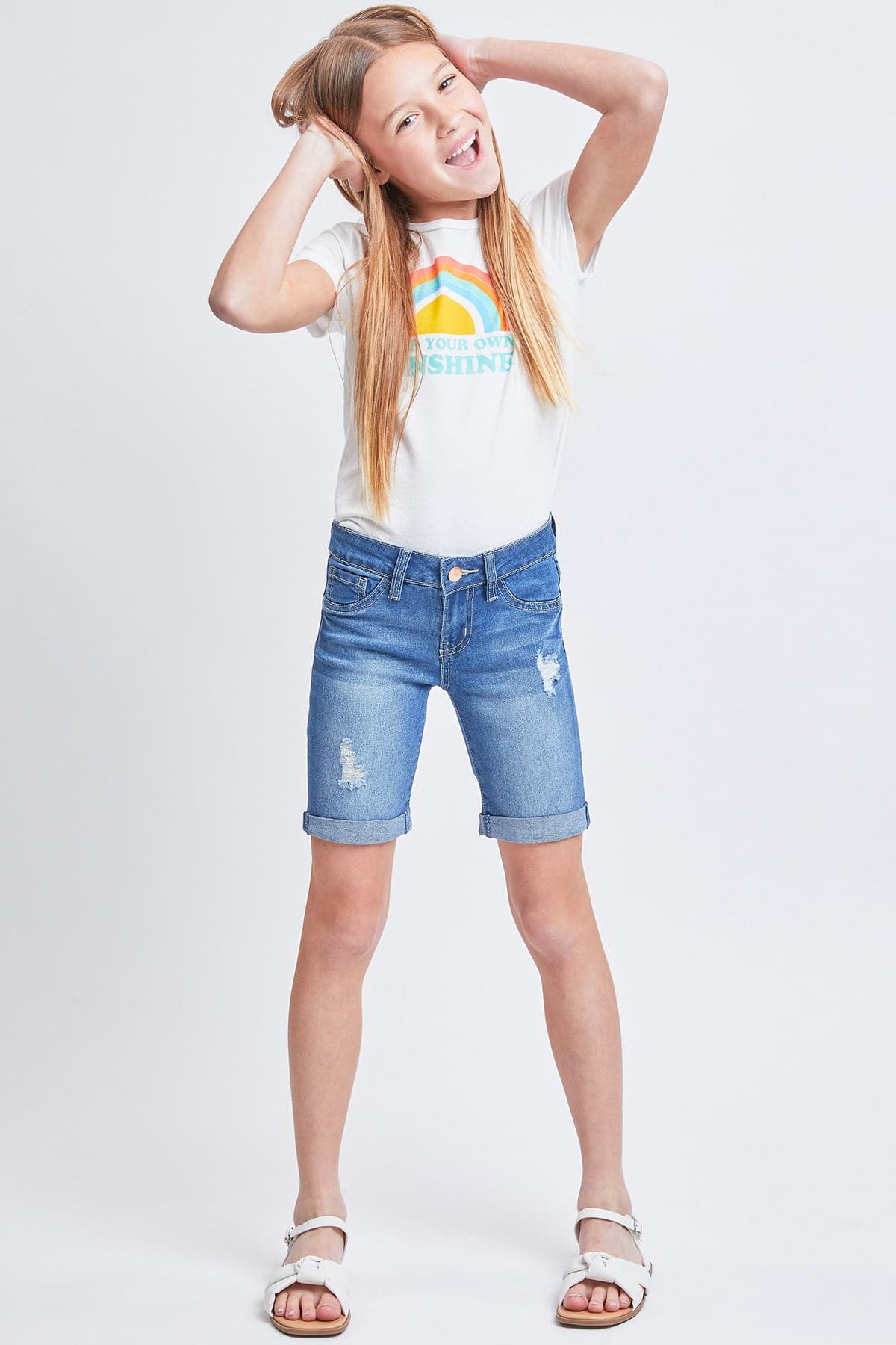 Girls Essential Cuffed Bermuda Shorts