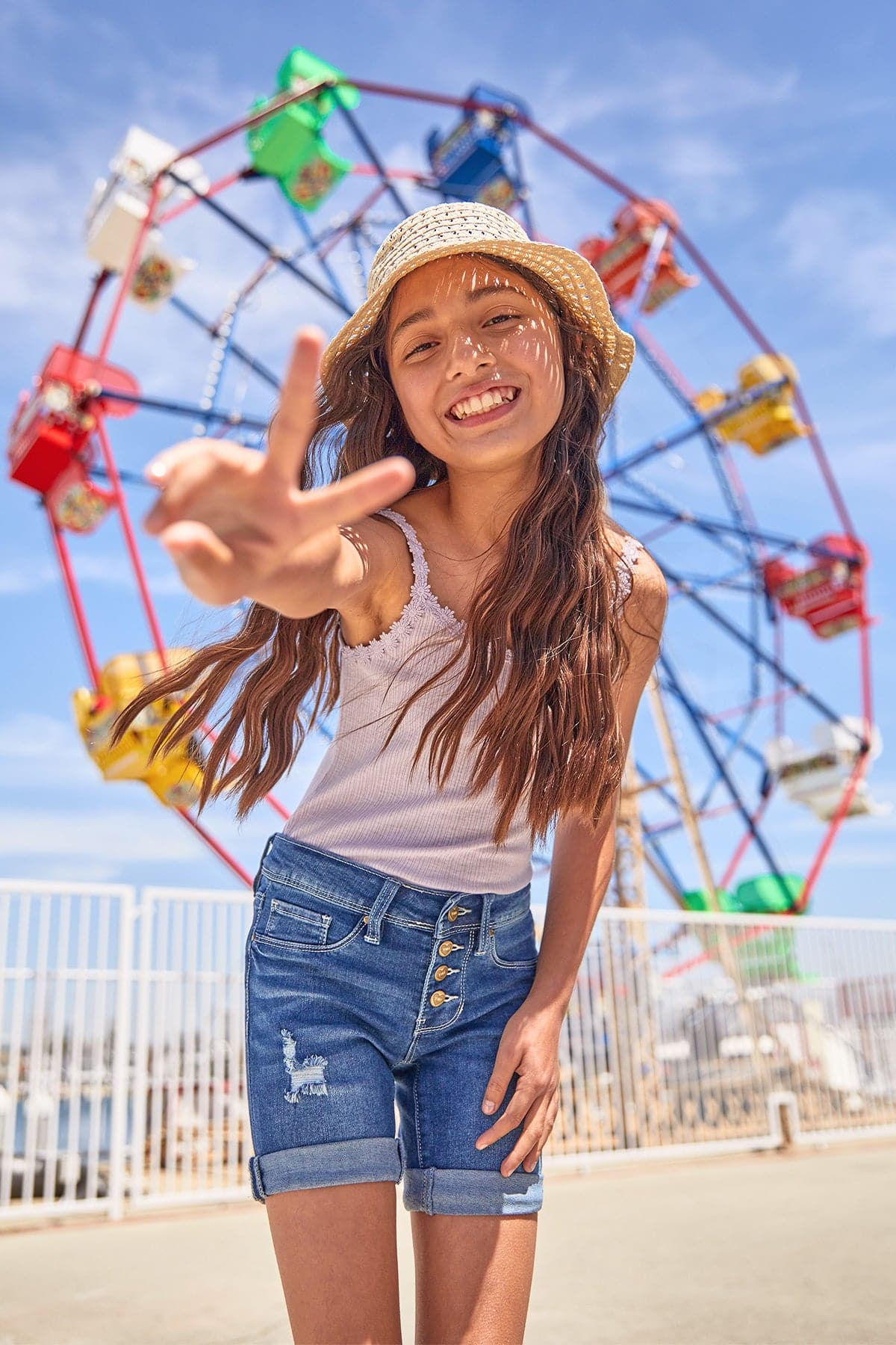 Girls Rolled Cuff Bike Bermuda Shorts