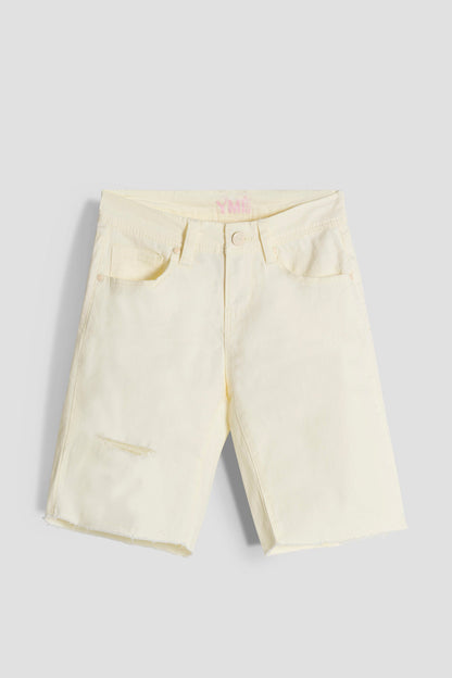 Girls Twill Frayed Hem Bike Shorts