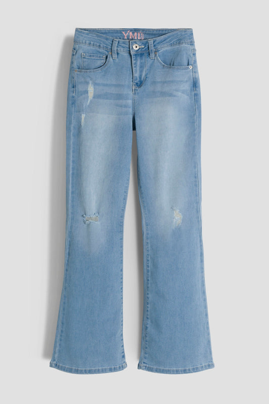 Girls Bell Bottom Essential Clean Hem Jeans