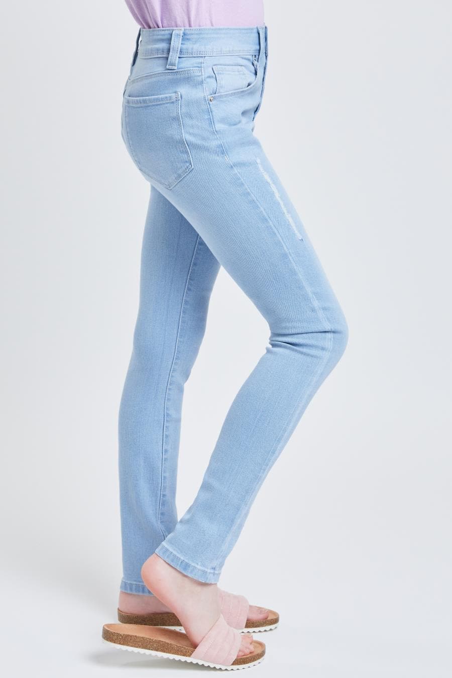 Girls Exposed Buttons High Rise Skinny Jean