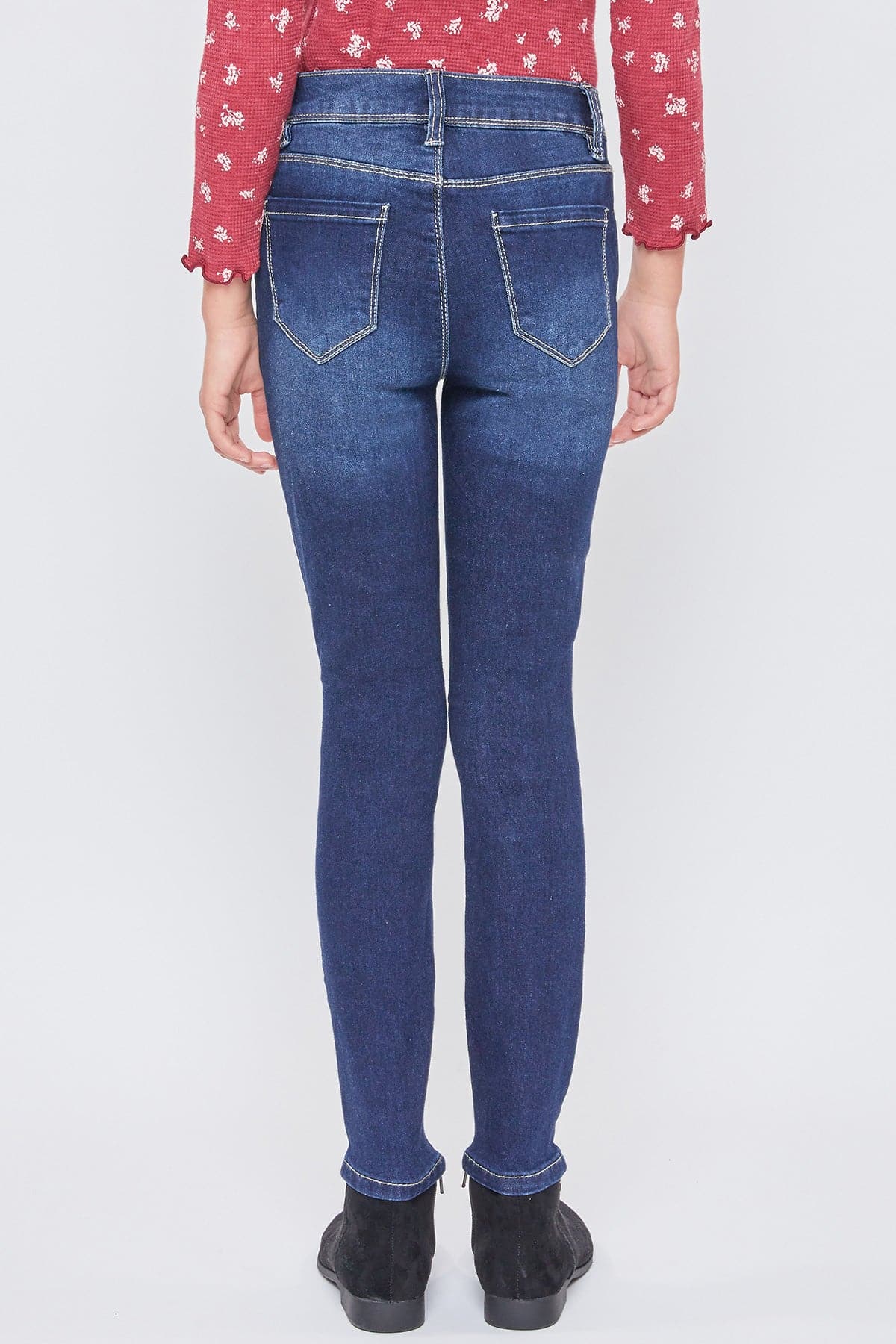 Girls Exposed Buttons High Rise Skinny Jean