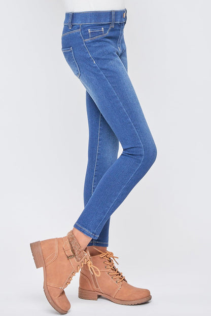 Girls Faux Front Pull-On Skinny Jeans