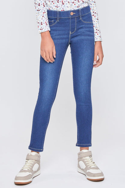 Girls Faux Front Pull-On Skinny Jeans