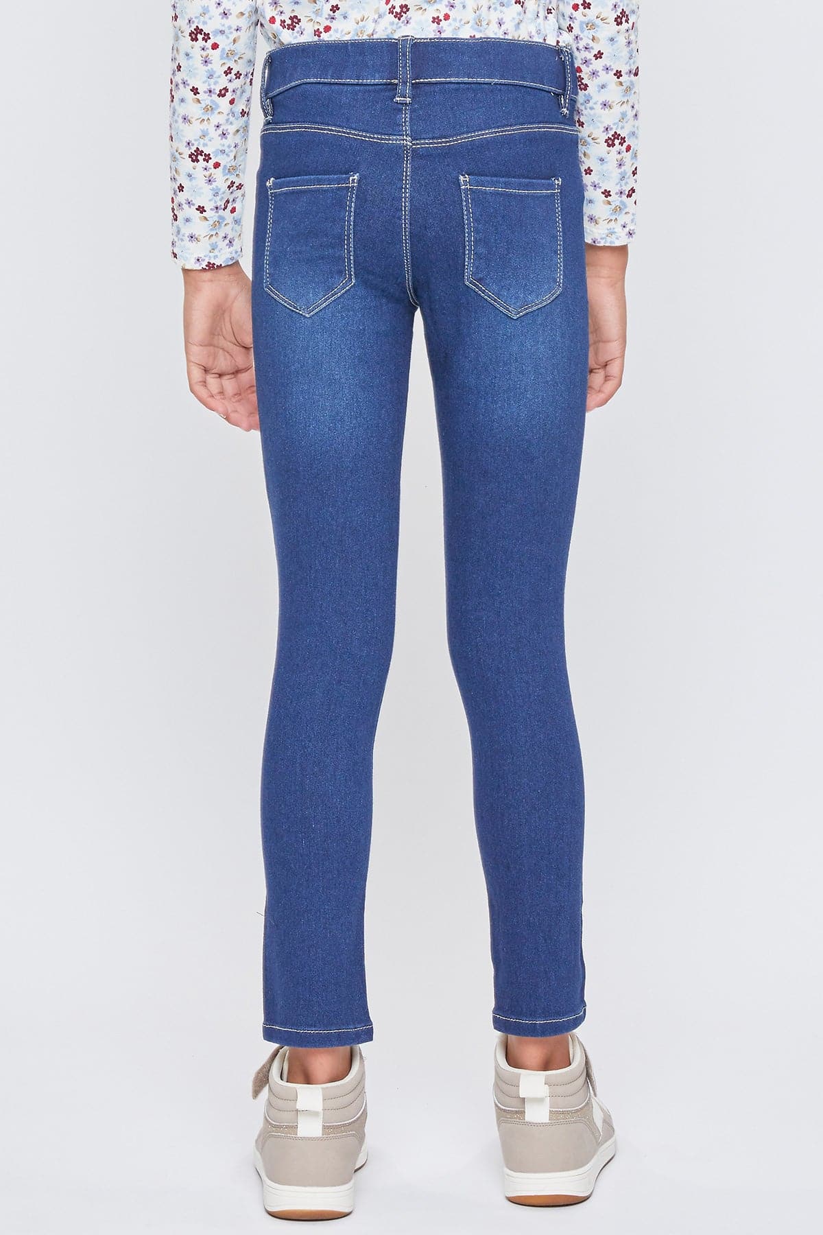 Girls Faux Front Pull-On Skinny Jeans