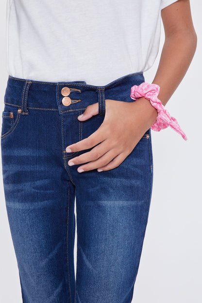 Girls 2 Button Cuffed Skinny Jeans