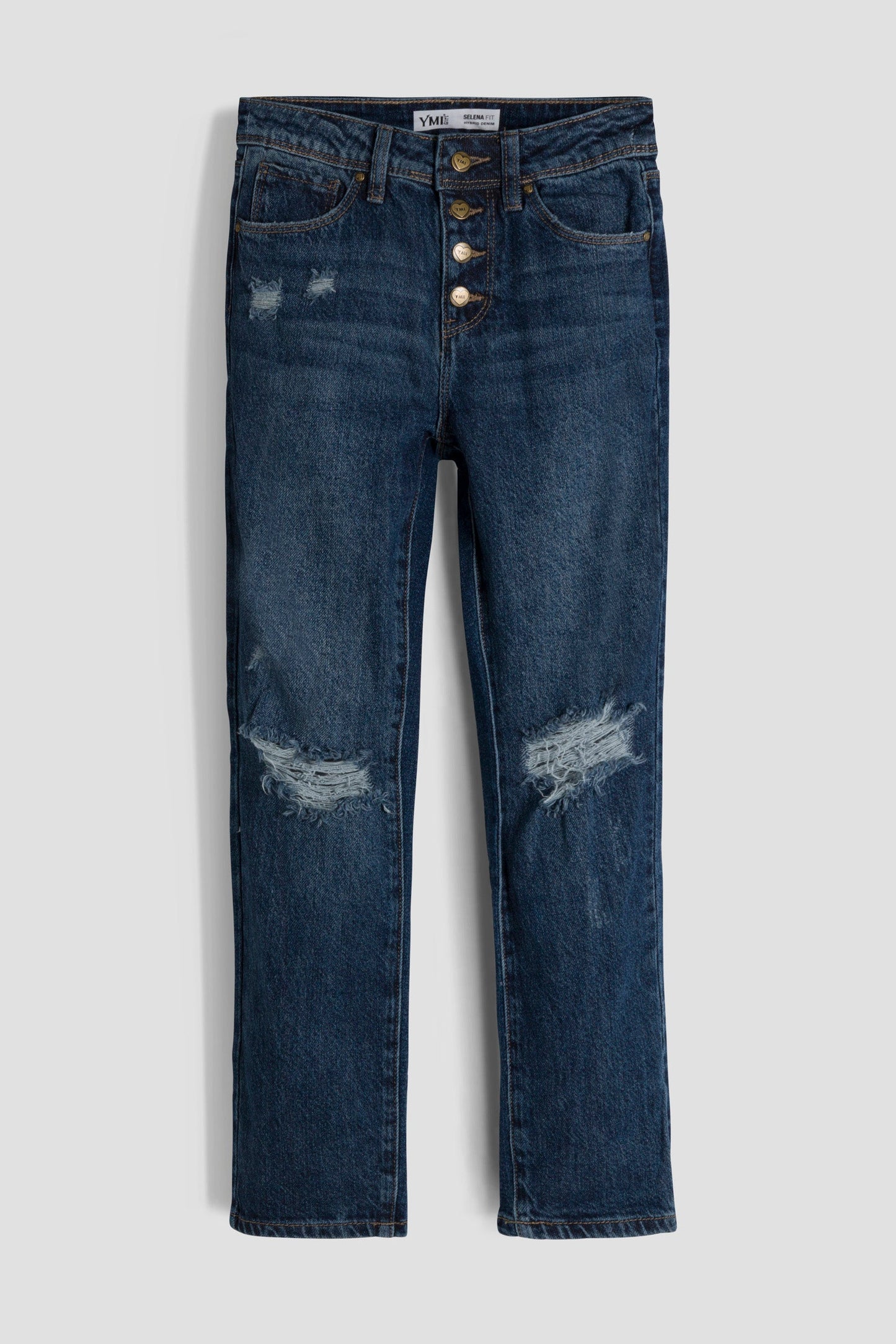 Girls Selena Dream Button Fly Straight Leg Hybrid Jeans