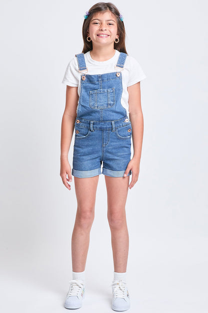 Girls Bib Cuffed Shortalls