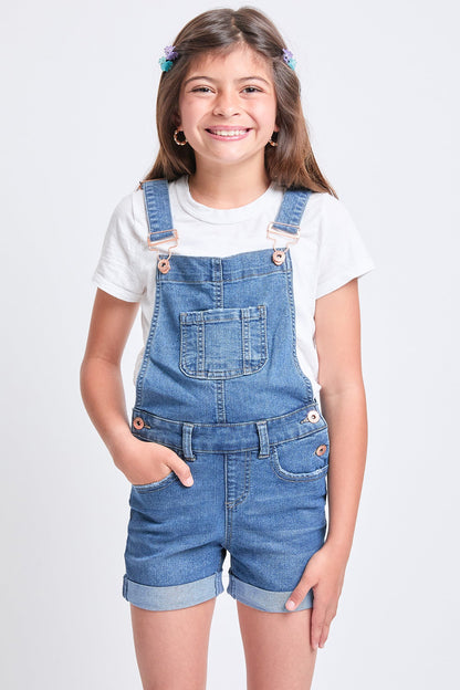 Girls Bib Cuffed Shortalls