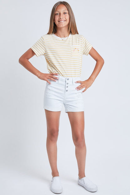 Girls Essential Rip and Self Repair Cuffed Shorts