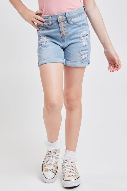 Girls Essential Rip and Self Repair Cuffed Shorts