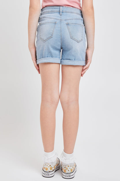 Girls Essential Rip and Self Repair Cuffed Shorts