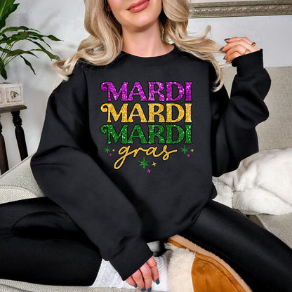 Mardi Gras Glitter Graphic Sweatshirt