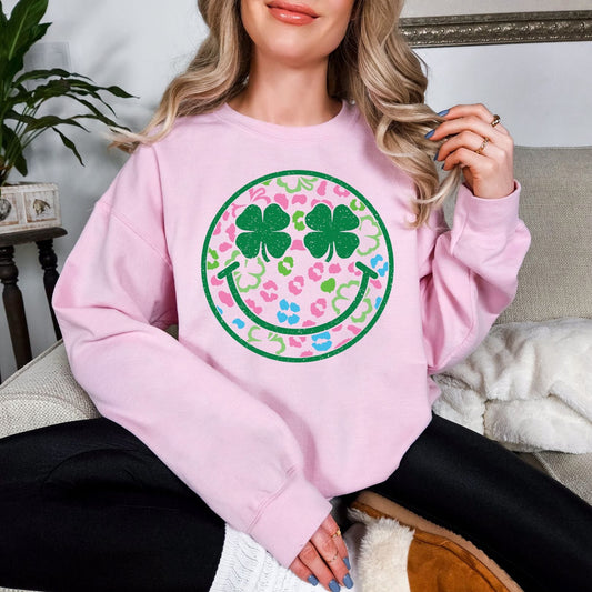 Shamrock Smiley Graphic Sweatshirt