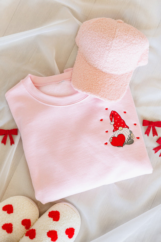 PREORDER- Valentine Gnome Embroidered Sweatshirt